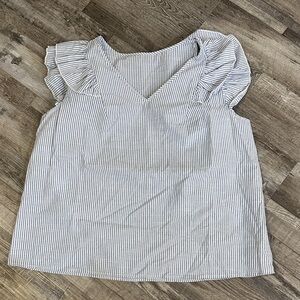 Striped Ruffle Sleeve Top